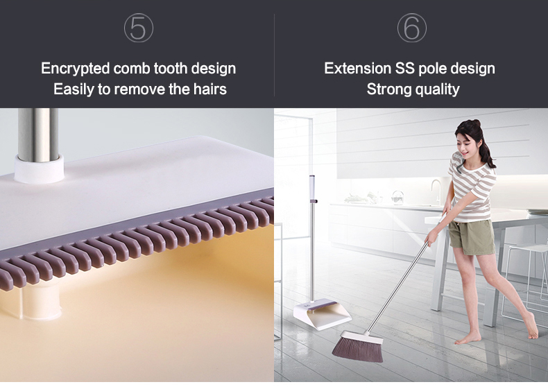 Extension ss pole design strong quality broom and dustpan set