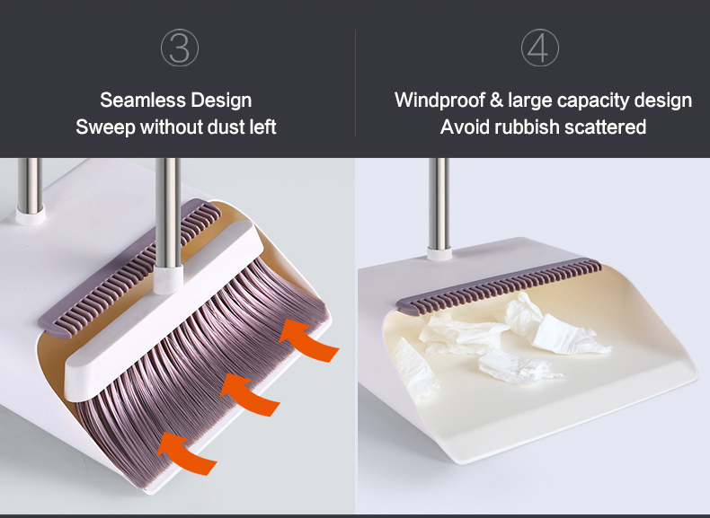 Seamless Design Sweep Broom and Dustpan Set without dust left