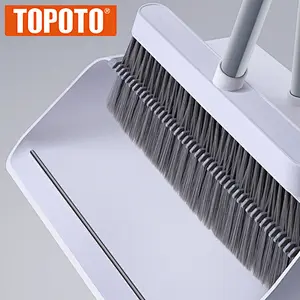 TOPOTO Wholesale Standing Broom And Dustpan Set Dust Pan Cleaning Brush Broom And Dustpan Set With Handle And Dustpan Set