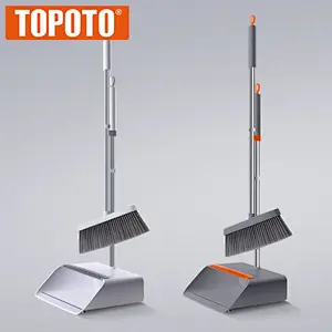 TOPOTO Wholesale Standing Broom And Dustpan Set Dust Pan Cleaning Brush Broom And Dustpan Set With Handle And Dustpan Set