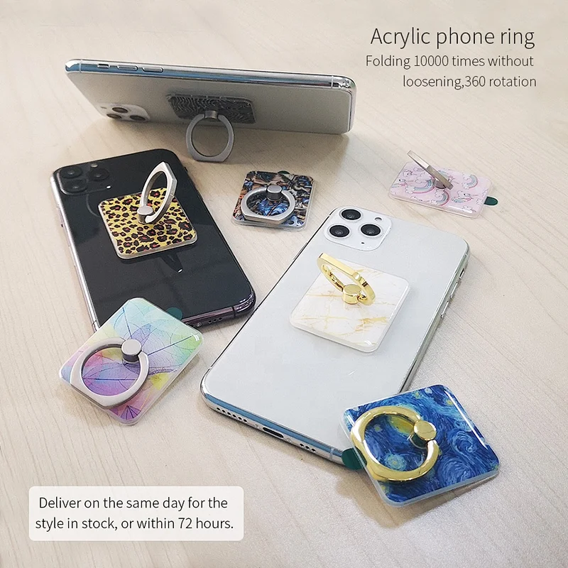 Acrylic Phone ring stand plastic phone holder custom design epoxy phone ring reusable adhesive