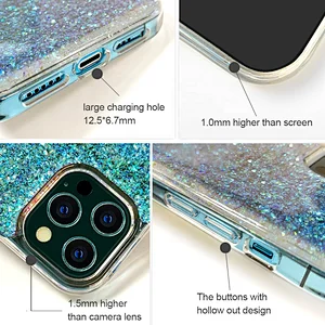 2 in 1 Hybrid PC TPU Shining Brilliant Bling Gillter Phone Case For iPhone 12 Pro Max Luxury Back Cover