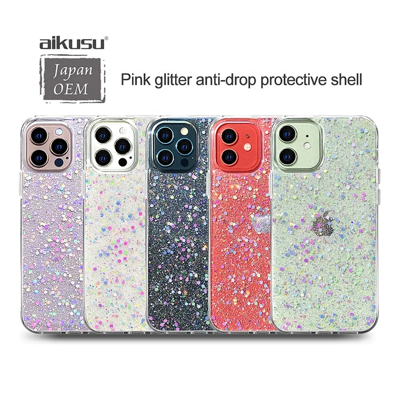 Bling glitter mobile phone cover for iphone 12 pro max luminous shining phone case for iPhone 11 12