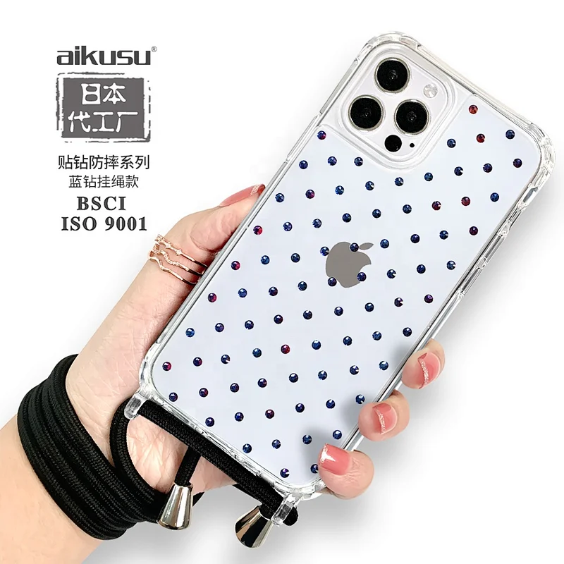 aikusu wrist strap phone case for iphone 12 12 pro max 2021 neck strap phone case