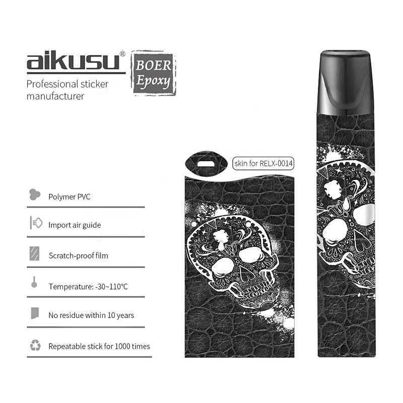 aikusu factory sticker maker for Relx famous band face crystal skin sticker