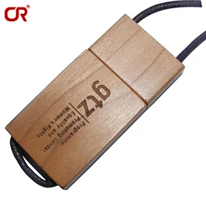 Hot Selling OEM 2gb 4gb 8gb 16gb Wood  Swivel Lanyard Usb 2.0 3.0 Rectangle Flash Drive With Necklace