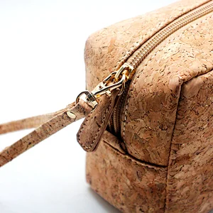 Boshiho light weight Eco friendly vegan leather cork fabric cosmetic bag for women