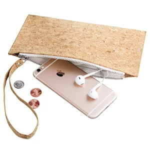 Boshiho cork leather cosmetic clutch with handle