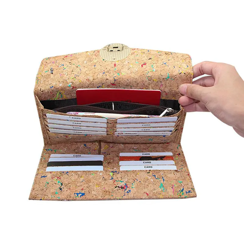 womens vegan women hot new products large capacity ecofriendly fabric cork wallet