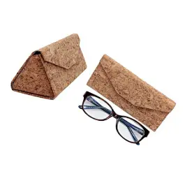 Personalized foldable cork leather stand case for sunglasses