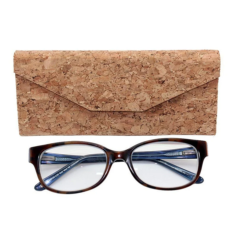 Personalized foldable cork leather stand case for sunglasses
