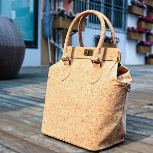 BOSHIHO cork bag portugal tote natural cork fabric leather handbags shoulder bags