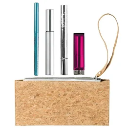 Boshiho cork leather cosmetic clutch with handle