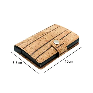 Boshiho Portugal cork fabric vegan leather aluminium POP UP money clip credit card holder wallet for men