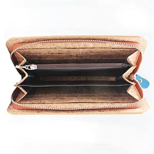 Cork leather purse women rfid blocking clutch leather wallet