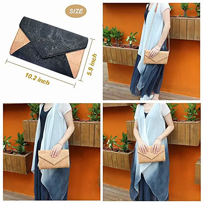 Boshiho wood Natural Eco friendly Cork fabric Crossbody Bag vegetable leather handbag fashion bag