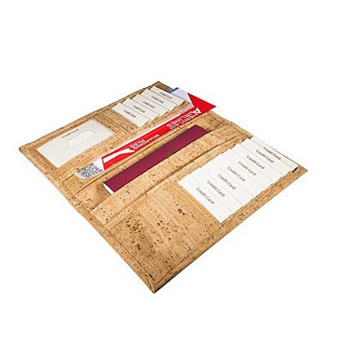 Boshiho latest design cork bifold slim wallet passport card holder
