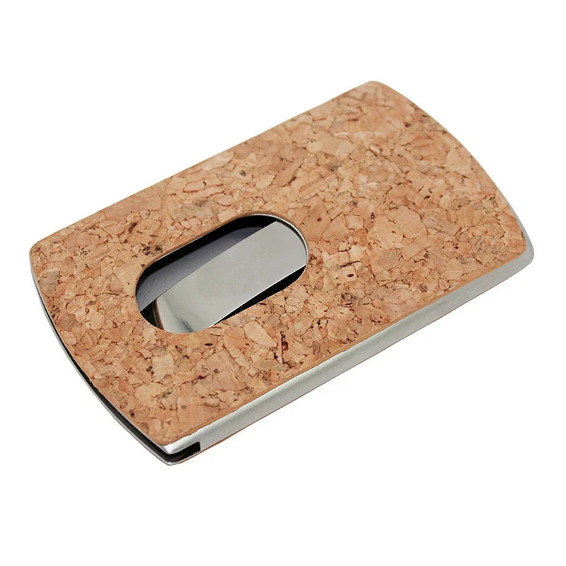 Boshiho star grain natural cork business card holder