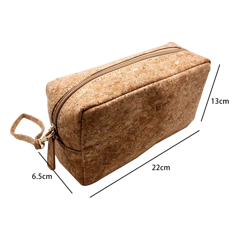 Boshiho light weight Eco friendly vegan leather cork fabric cosmetic bag for women