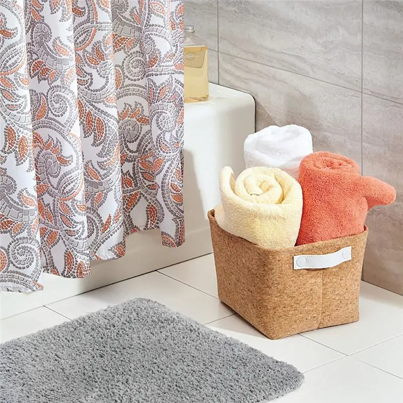 Natural Cork Fabric Storage Bin for Towels, Shampoo, Cosmetics