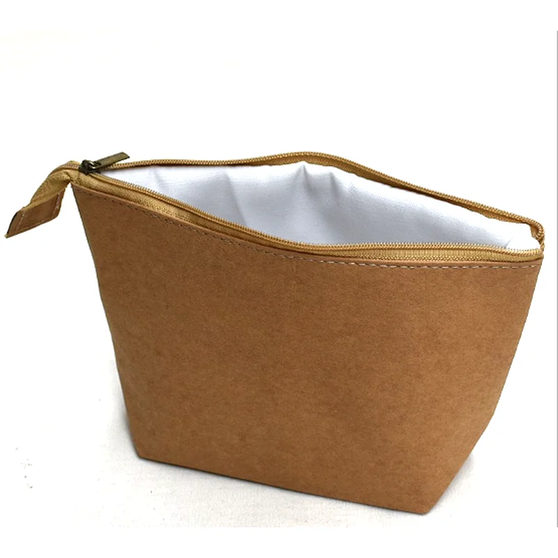 minimalist small coin bag with zipper money storage brown paper coin purse