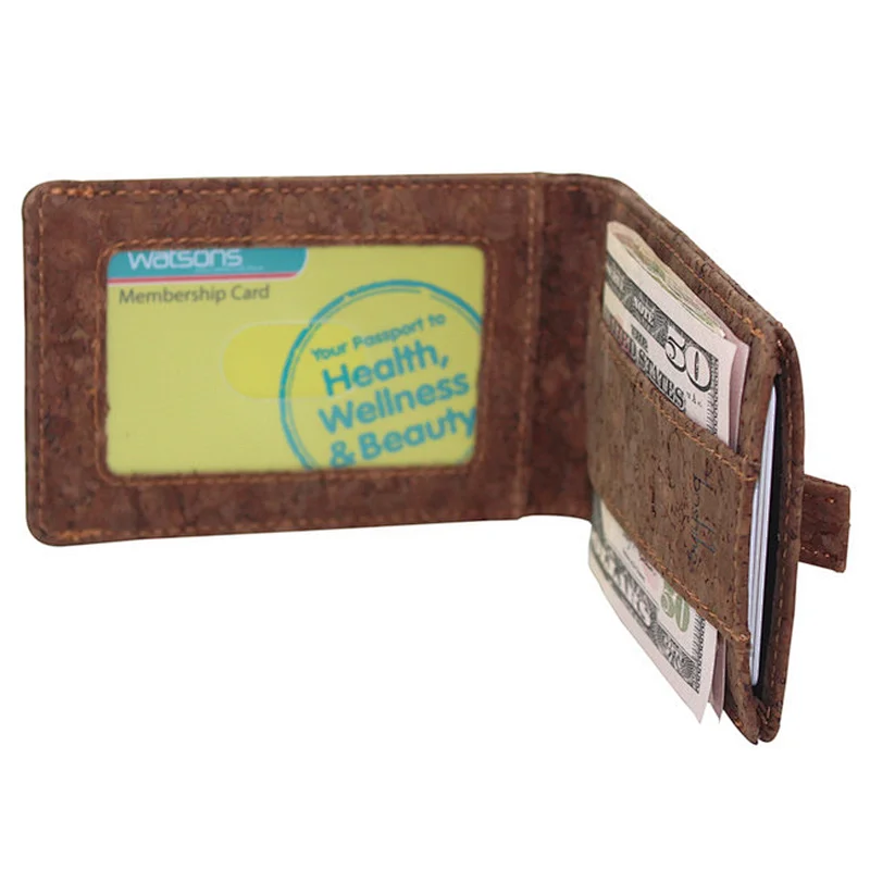 Boshiho brown cork men credit card wallet