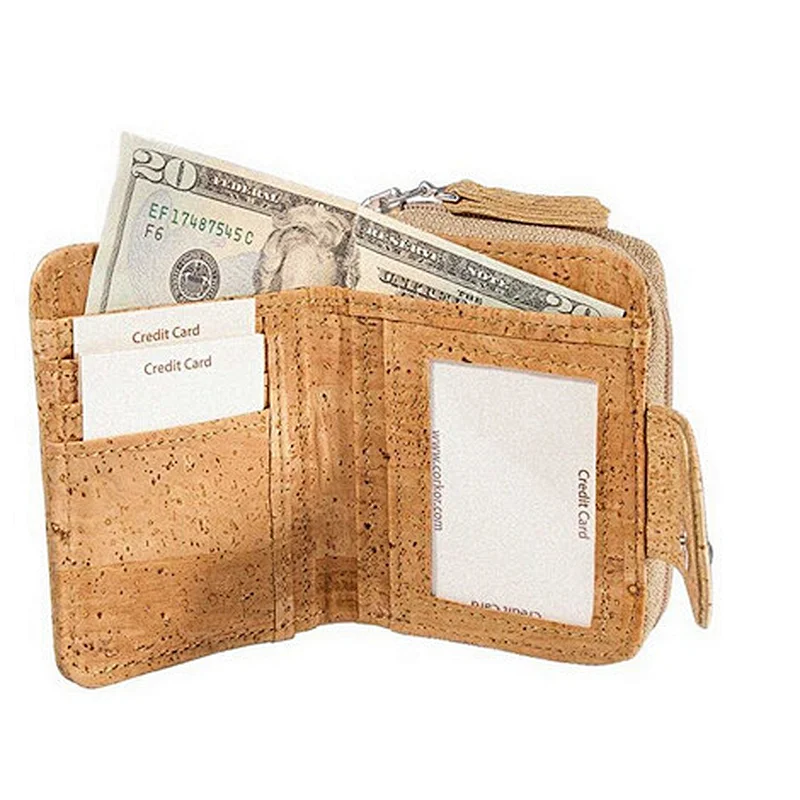 Best Christmas Gift Women Multifunction Wallet for Cards and Coins, Eco-friendly Cork Women Wallet