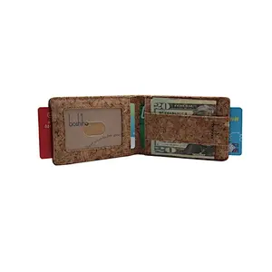 Boshiho cork wallet money clip credit card holder unisex popular OEM cork purse light weight fashion clutch wallet