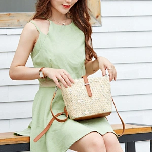 Boshiho Rattan Basket Straw Beach Bag Jute Bag for Women Eco-friendly and natural material Lady shoulder bag