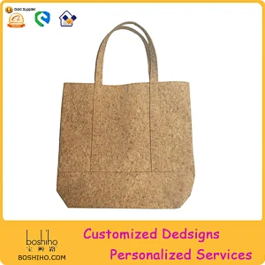 Boshiho hot selling customized cork tote bag vegan cork bag blank tote bag