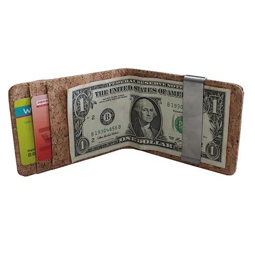 Boshiho vegan cork wallet slim rfid money clip wallet