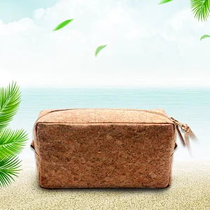 Boshiho light weight Eco friendly vegan leather cork fabric cosmetic bag for women