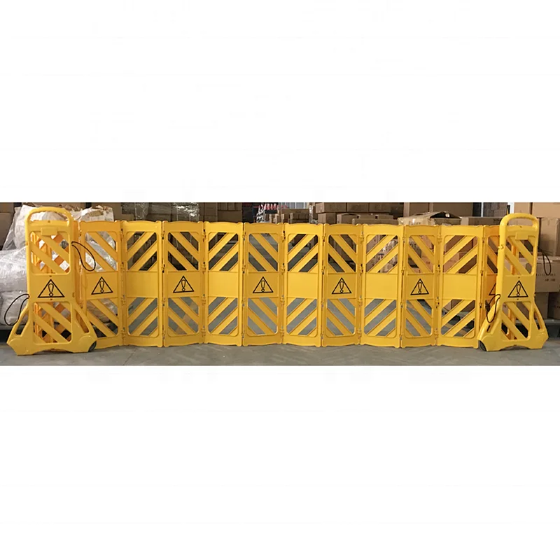Yellow Retractable Plastic Mobile Construction Barricade Expandable Barrier Gate