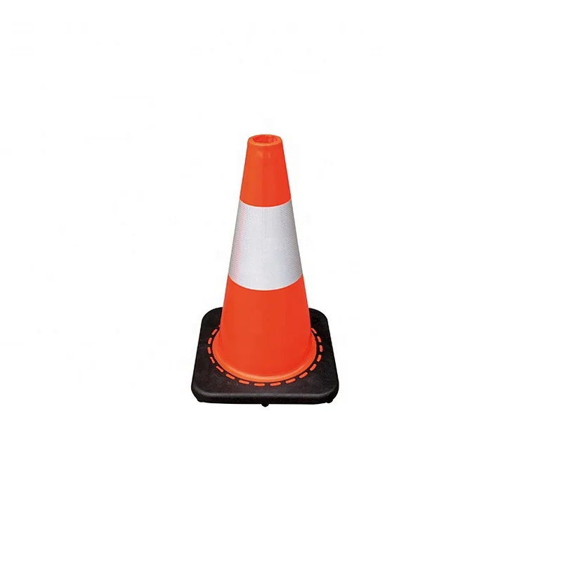 Hot Saling 450mm Road Safety Cone  With High Intense Grade Reflective And Black Base White Traffic Cone