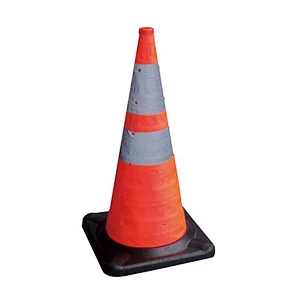 Traffic Warning Cone Fabric+Rubber With Light And Reflective 700mm Collapsible Cone
