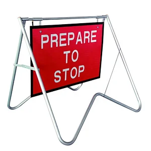Roadwork Warning Frame Fit For 900x600mm Sign Galvanized Pipe Swing Stand Display