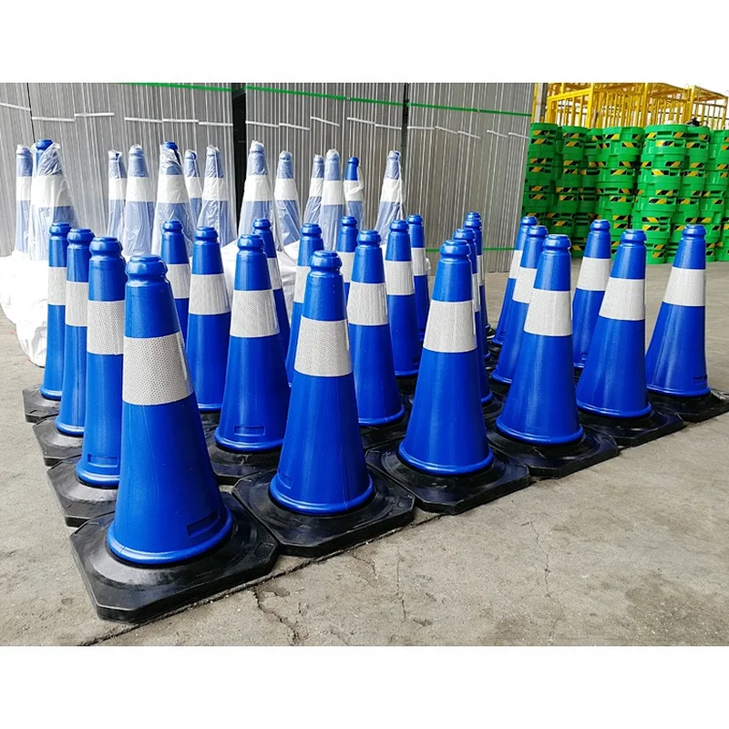 Road Safety 50cm Blue PE Traffic Cone With 100mm Reflective 20