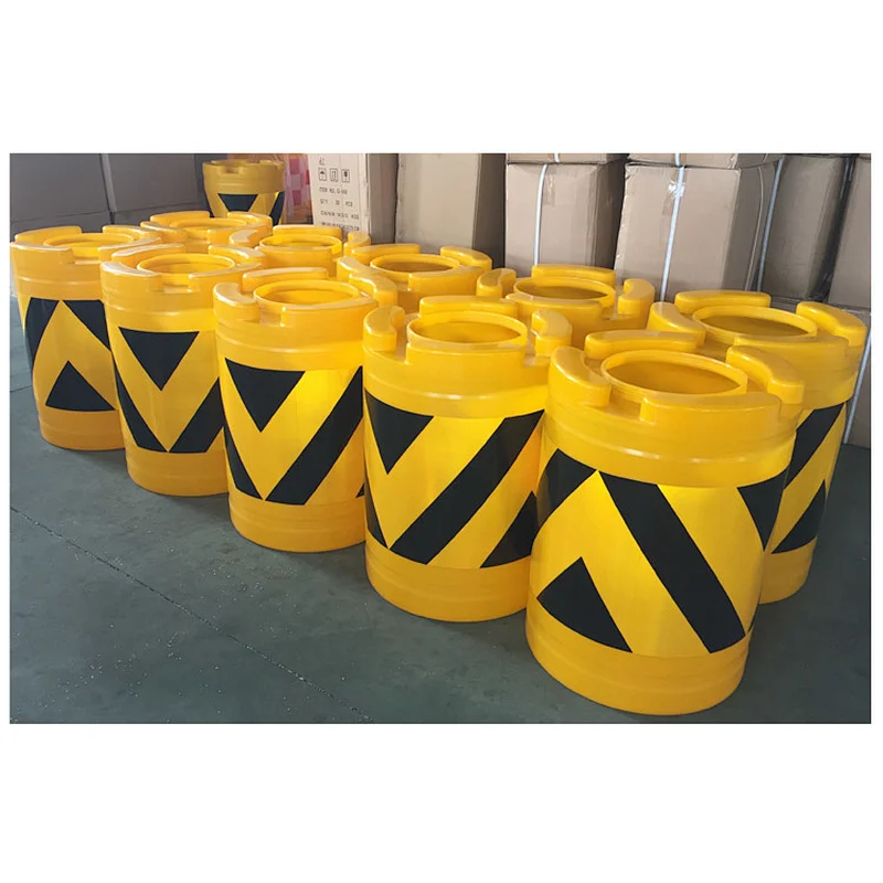Yellow Black Traffic Safety Barrel Anti-impact Barrel Plastic Traffic Barrel