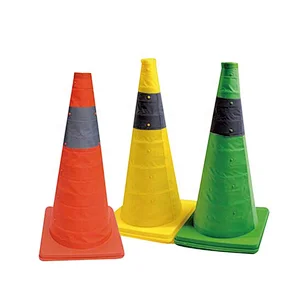Worksite Safety Cone  With Light And Reflective Fabric+ABS 700mm Collapsible Cone