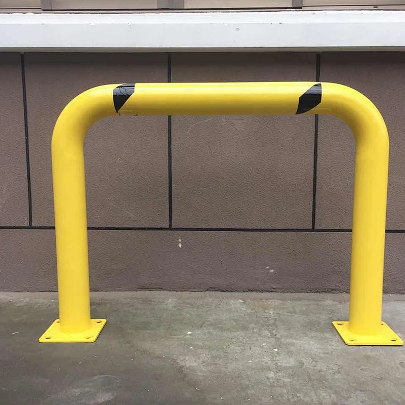 Yellow Crash Steel Protection Bollard With Black Reflective  In-ground Based Mounted Traffic Steel Bollards