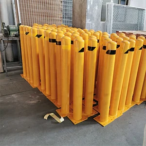 1044mm Height Yellow Metal Surface Mounted Parking Crash Protection Bollard Fixed for unwanted traffic
