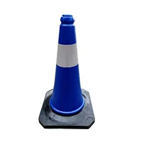 Road Safety 50cm Blue PE Traffic Cone With 100mm Reflective 20" PE Traffic Cone