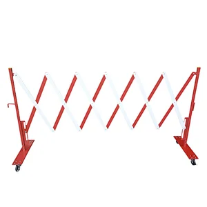 Economic Red/White Expandable Mobile Barrier with Locking Wheels