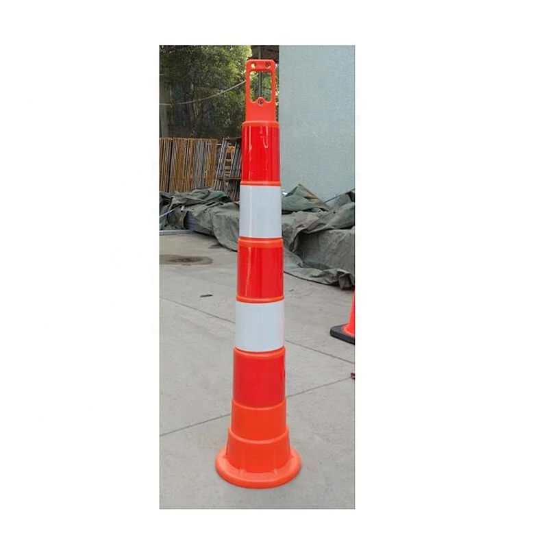 Worksite Construction Bollard 1070mm Traffic Warning Bllard With Rubber Base