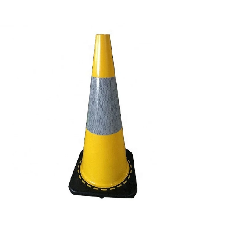 Saferty Cone With High Intense Grade Reflective And Black Base 700mm Yellow Traffic Cone