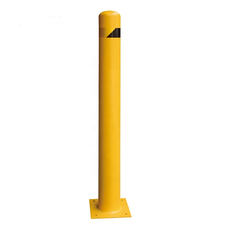 1044mm Height Yellow Metal Surface Mounted Parking Crash Protection Bollard Fixed for unwanted traffic