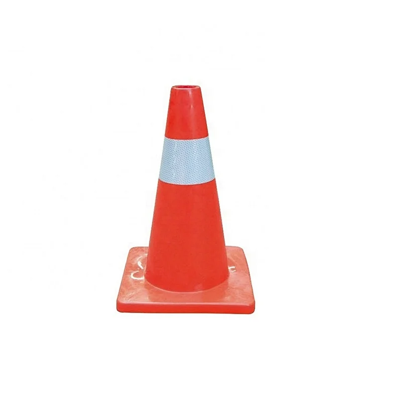 Fluorescent 450mm Orange PVC Traffic Cone With High Intense Grade Reflective Red PVC Traffic Cone