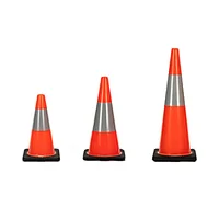 Hot Saling 700mm Orange Traffic Cone With High Intense Grade Reflective And Black Base Red Traffic Cone
