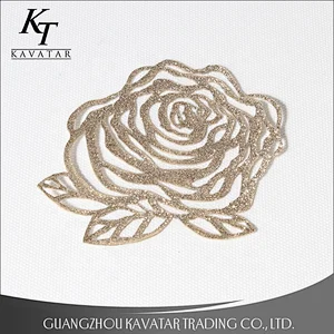 Laser technique leather material hot fix shimmering applique for fabric embellishment