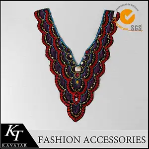 Hot sell top quality nation neck trim design applique embroidery for garment